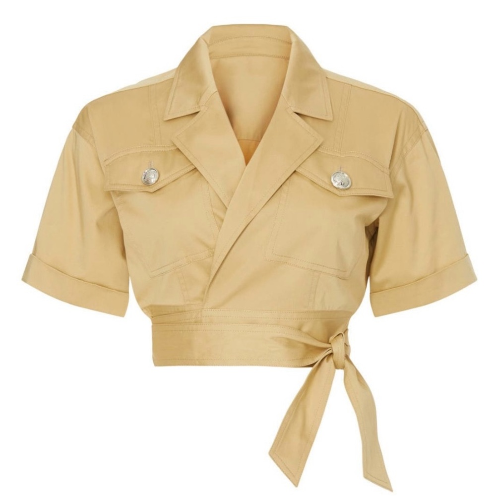 Derek Lam x RTR Short Sleeve Wrap Crop Top